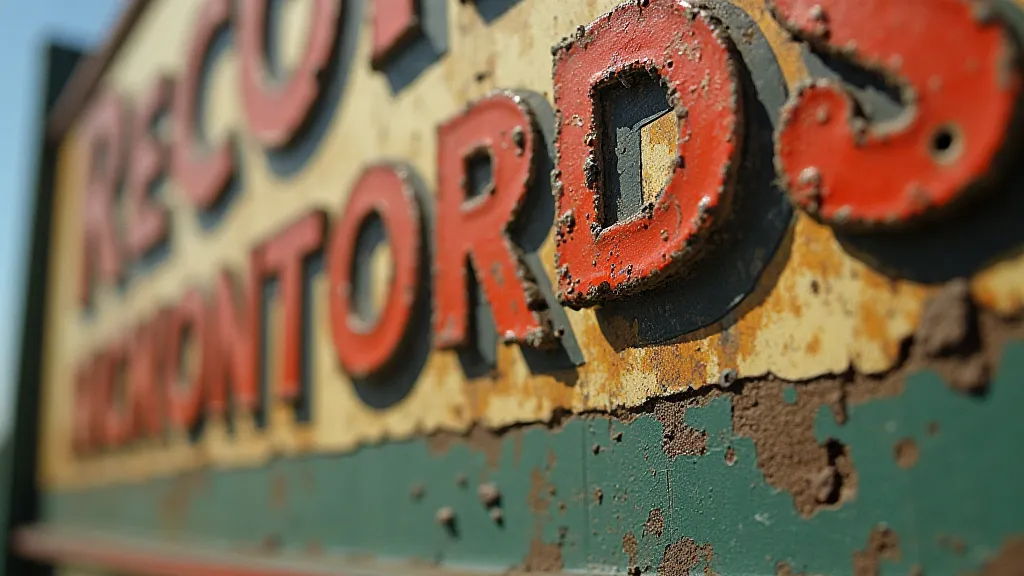 Vintage record store sign with paint chip