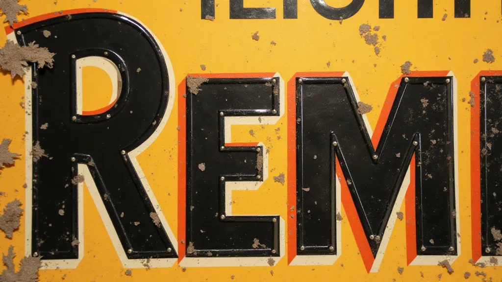 Close-up of litho porcelain sign surface