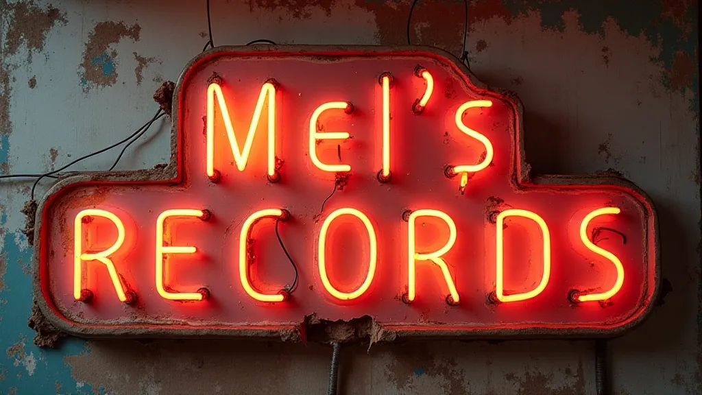 Vintage neon sign for Mel's Records