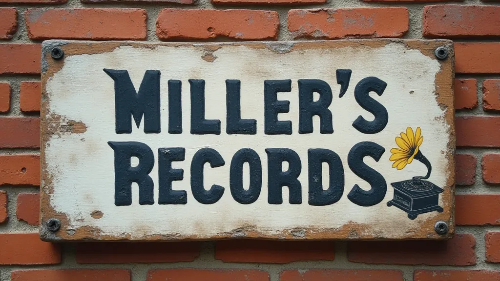 Early hand-painted record store sign