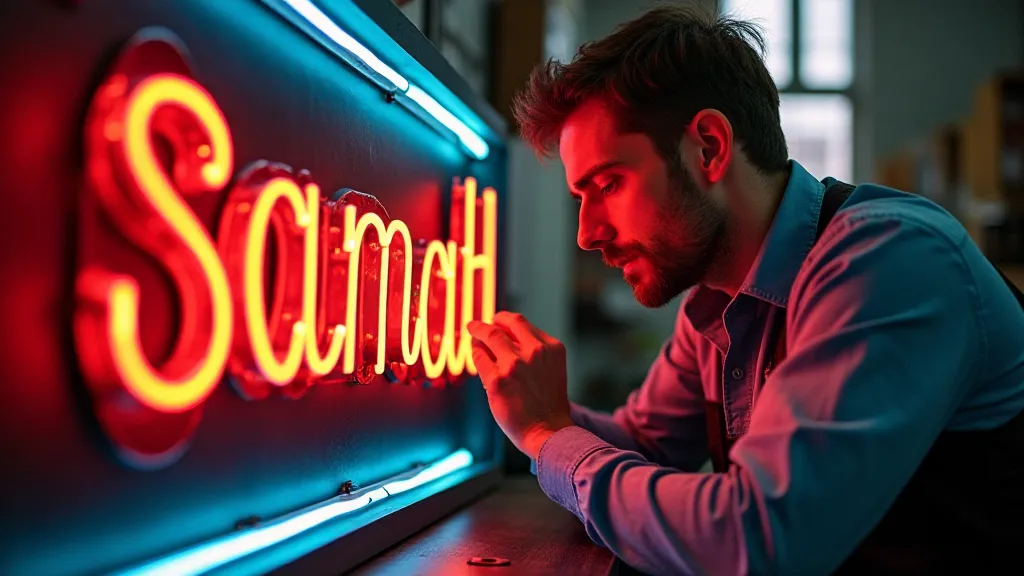 Neon sign repair technician