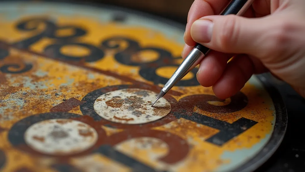 Applying paint to a record store sign