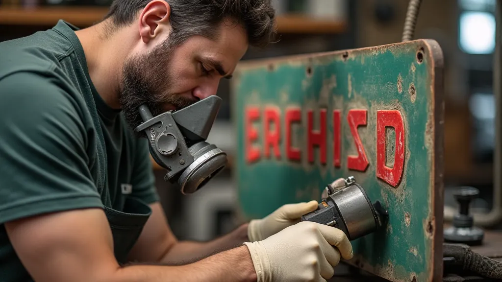Craftsman wearing a respirator