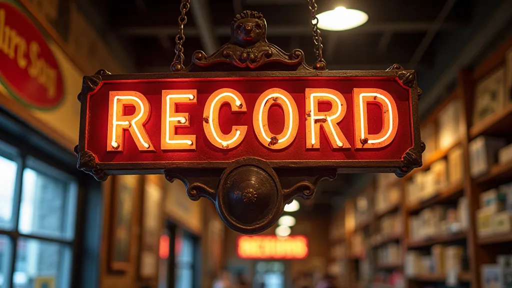 Restored record store sign