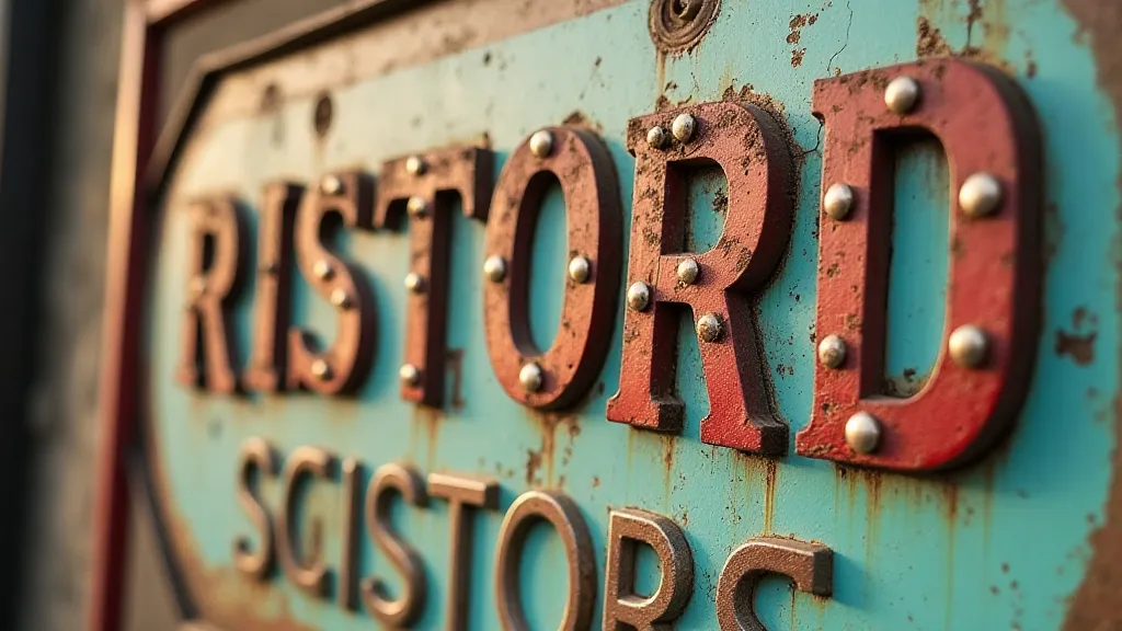 Vintage record store sign showing texture of aged paint